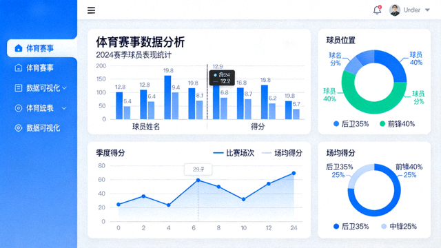 体育数据分析界面与统计图表的视觉呈现